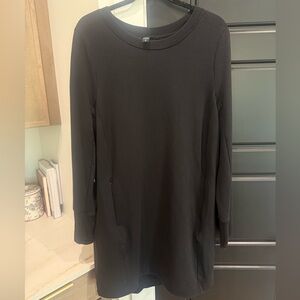 Athleta Black Crewneck Sweatshirt Dress